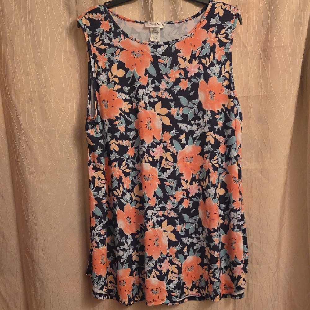 Blue‎ and Orange Sleeveless Relaxed Tank Top